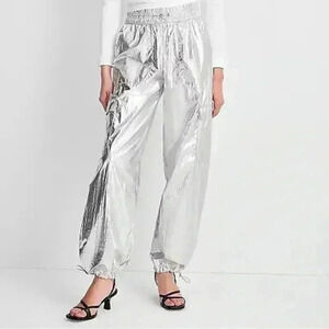 A New Day Women's Mid-Rise Slim Straight Fit Jogger Pants - Silver - Size S